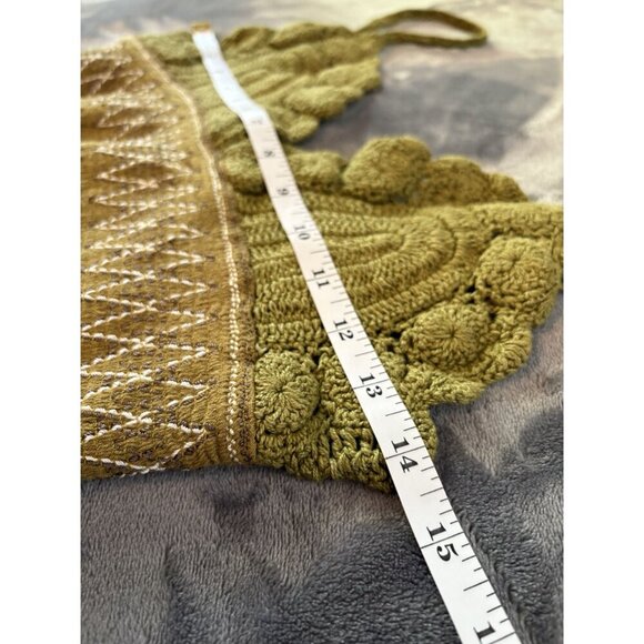 Free People Women's Crochet Babydoll Cami Top S Green Boho Festival Going Out - Picture 7 of 9